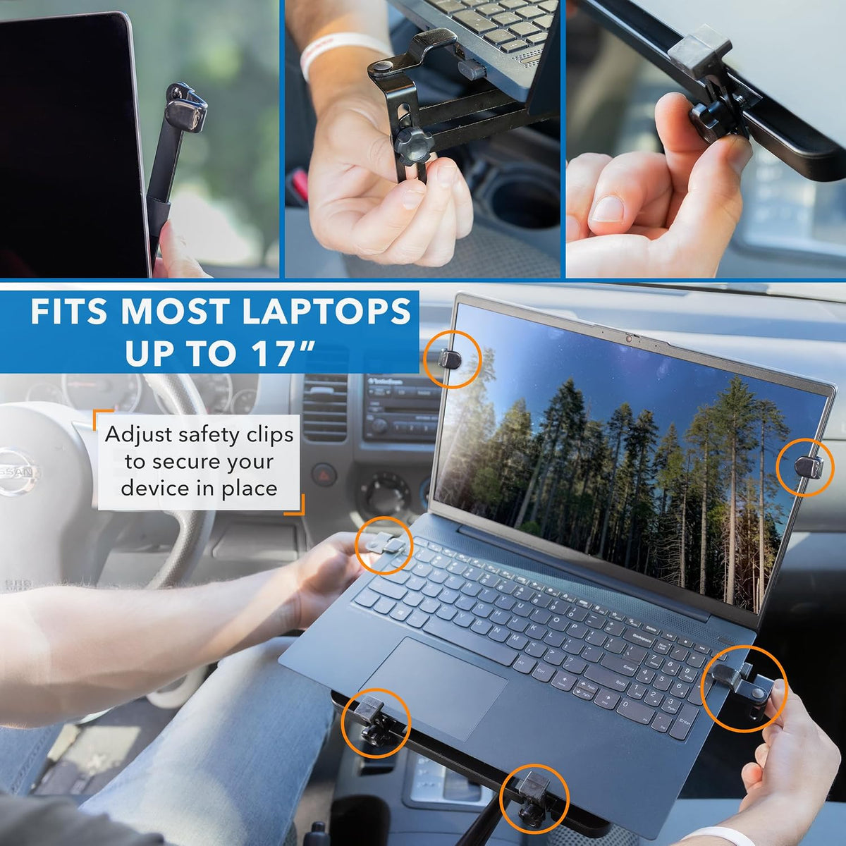 Mount-It! Car Laptop Mount for Truck, No-Drill with Stabilizer, 17" Laptops