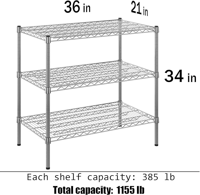 Regal Altair 21" Deep x 36" Wide x 34" Height Wire Shelving Kit | 3-Tier | NSF - Image 3