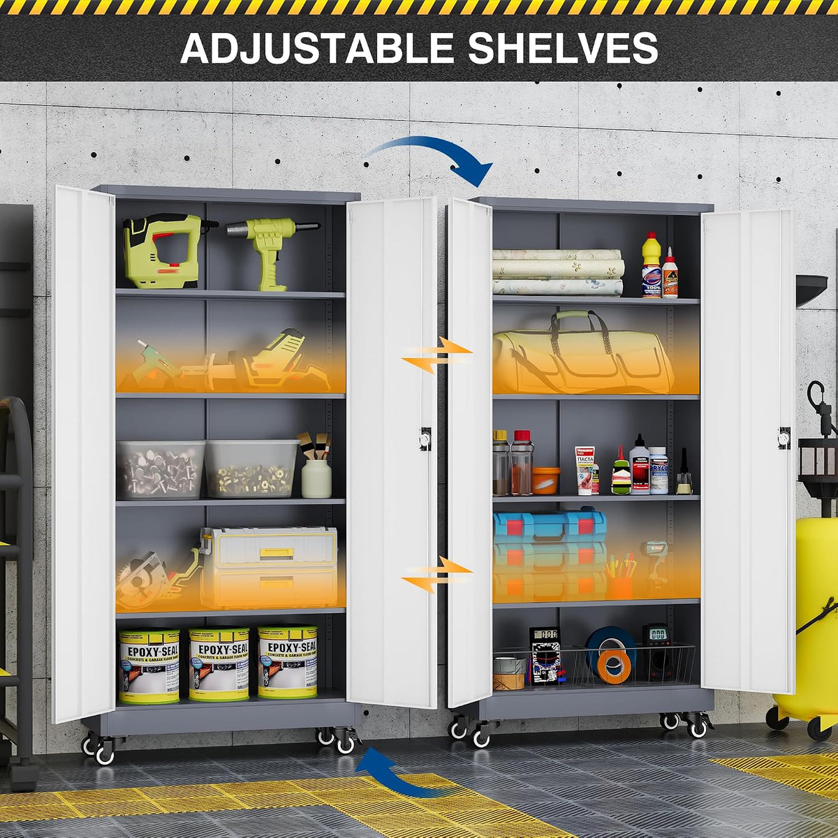 fesbos metal rolling storage cabinet-74.6” tall steel file, side view