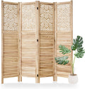 Svimi Folding Room Divider, 66.9 Inch 4 Panels Wood Carved Privacy Screens