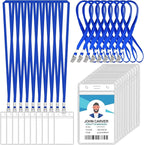 100 Pcs Clear Vertical Badge Id Card and 100 Pcs Lanyard, Reusable Lanyards by Orcielo