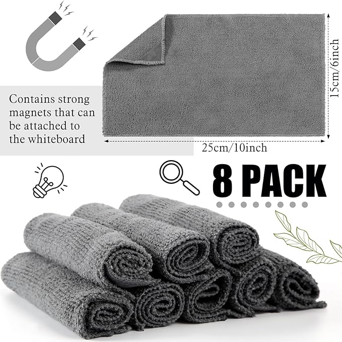 Fanfanwin 8 Pcs Magnetic Microfiber Cleaning Cloth Dry Erasers - Image 2