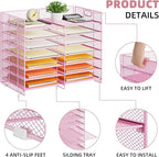 Marbrasse Desktop Literature Organizer, 12 Compartments Mesh Paper Organizer - Image 4