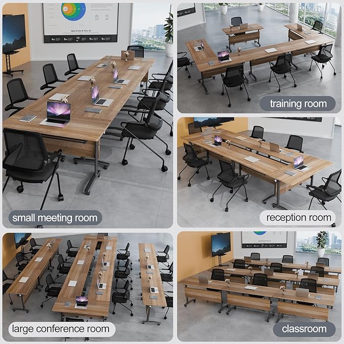 Folding Conference Table 4ft 5ft, Foldable Office Meeting Desk - Image 7