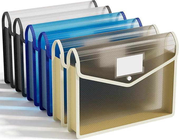 ABC life 6 Pack Plastic Expanding File Folder, Transparent envelopes by ABClife