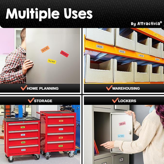 Attractivia Dry Erase Magnetic Labels 2.8 x 1.2 in, Solid Colors, Dry Erase - Image 4