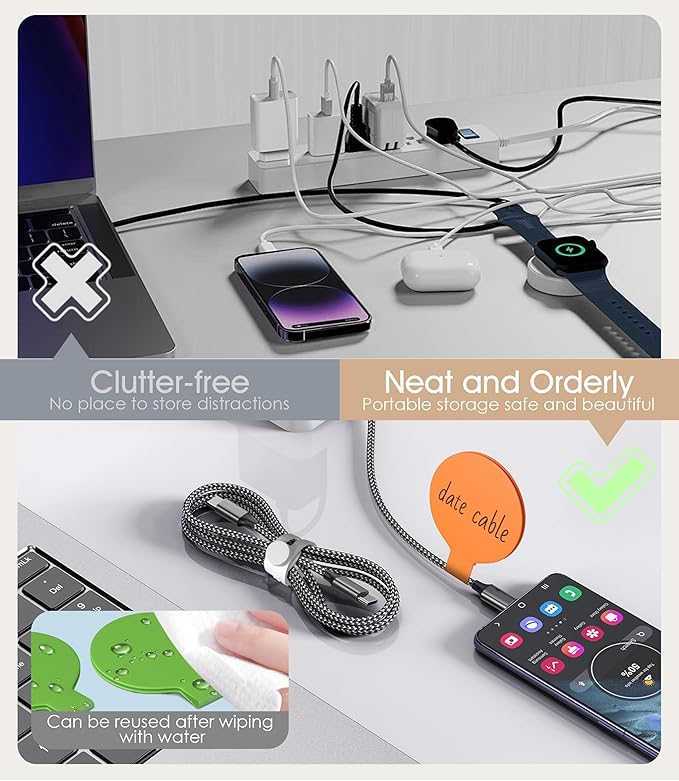 45Pcs Nearockle Cable Labels and Silicone Cable Ties Value Cable Management Set - Image 4