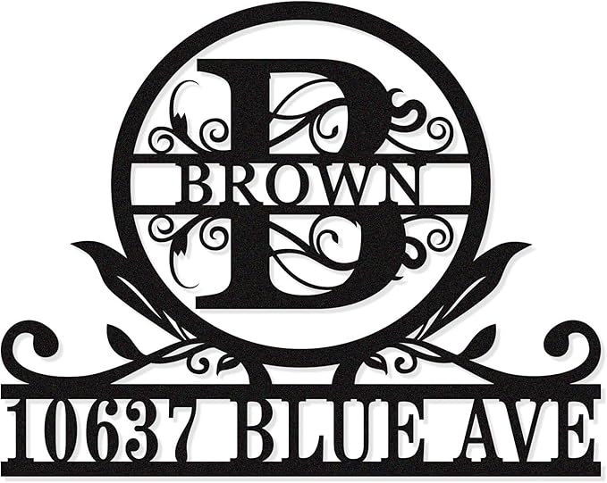Personalized House Number Monogram Sign, Custom Address Sign by HYTSIGN