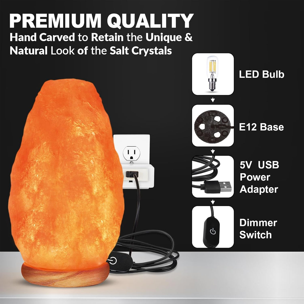 Himalayan Glow Salt Lamp with Touch Dimmer Switch, 5-7 lbs, Natural Pink Crys...