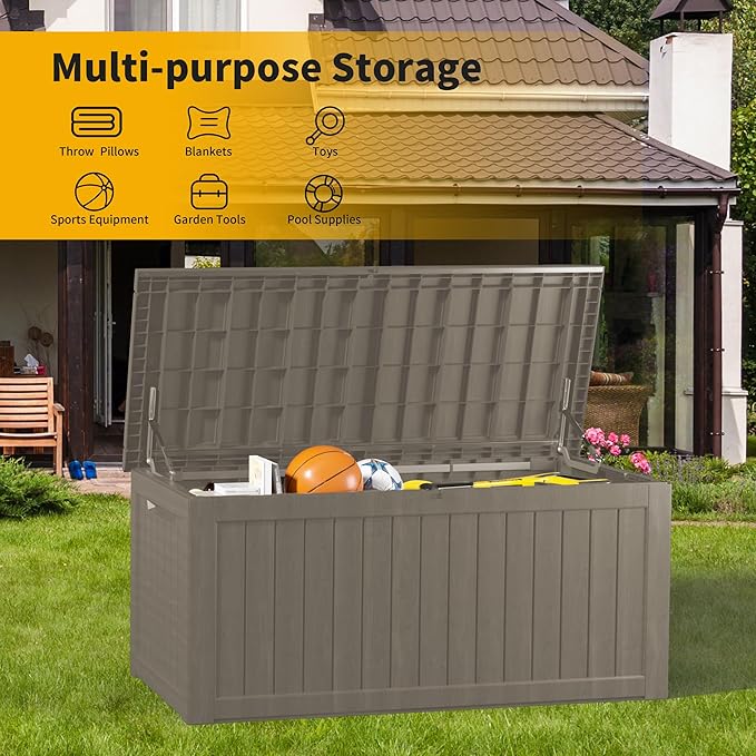 TARKARI 270 Gallon Lockable Resin Deck Box, Waterproof & UV-Resistant Outdoor - Image 6