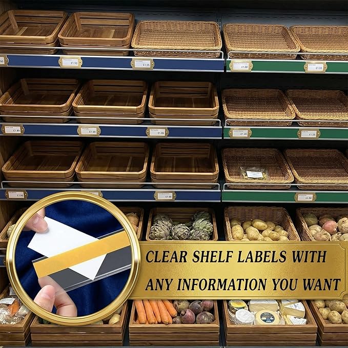 Fainne 25 Pcs Shelf Label Strips 1.5''H x 48 L Self Adhesive Shelf Label Holder - Image 6