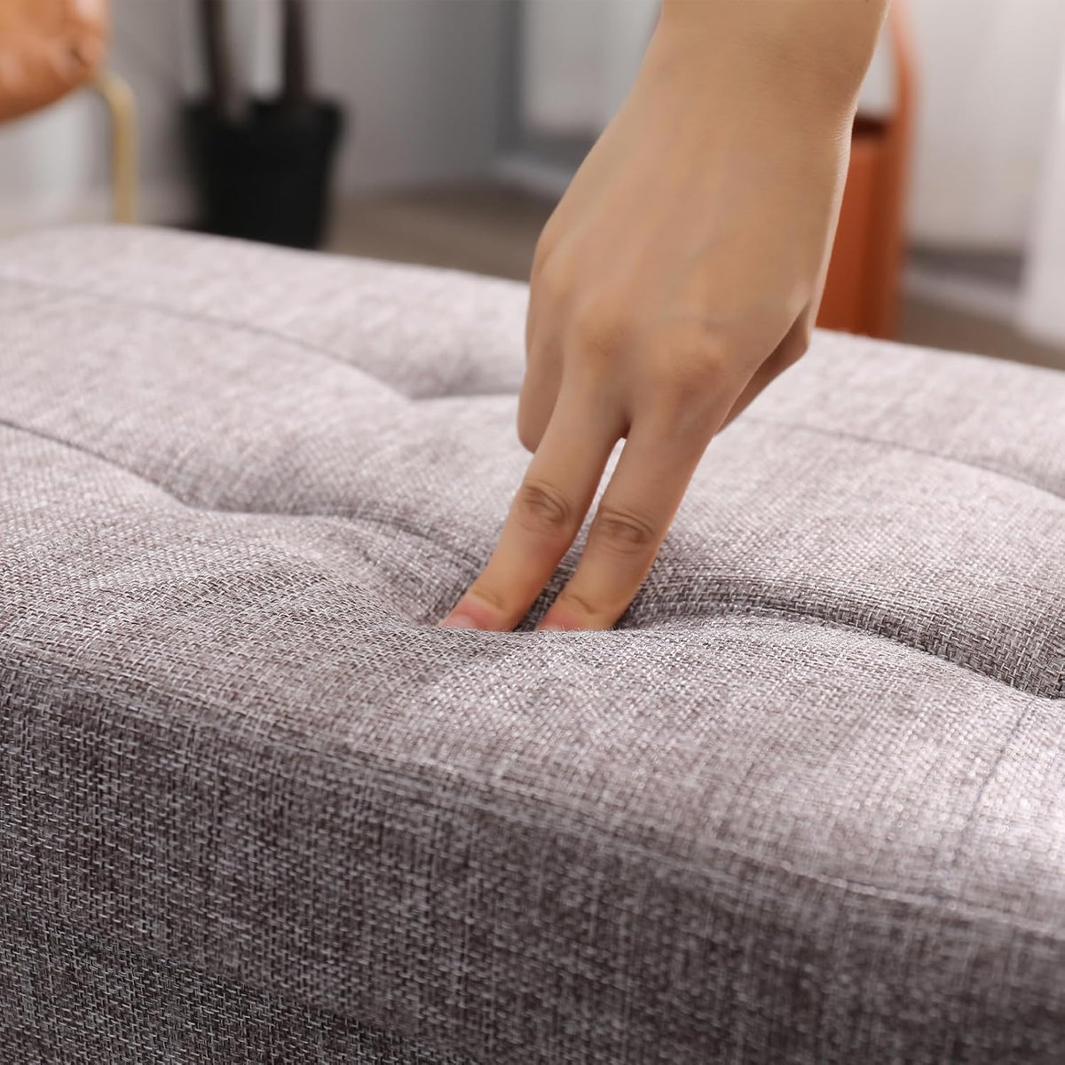 Storage Ottoman Bench Foldable Footrest Foot Stool, 45" Fabric Brown