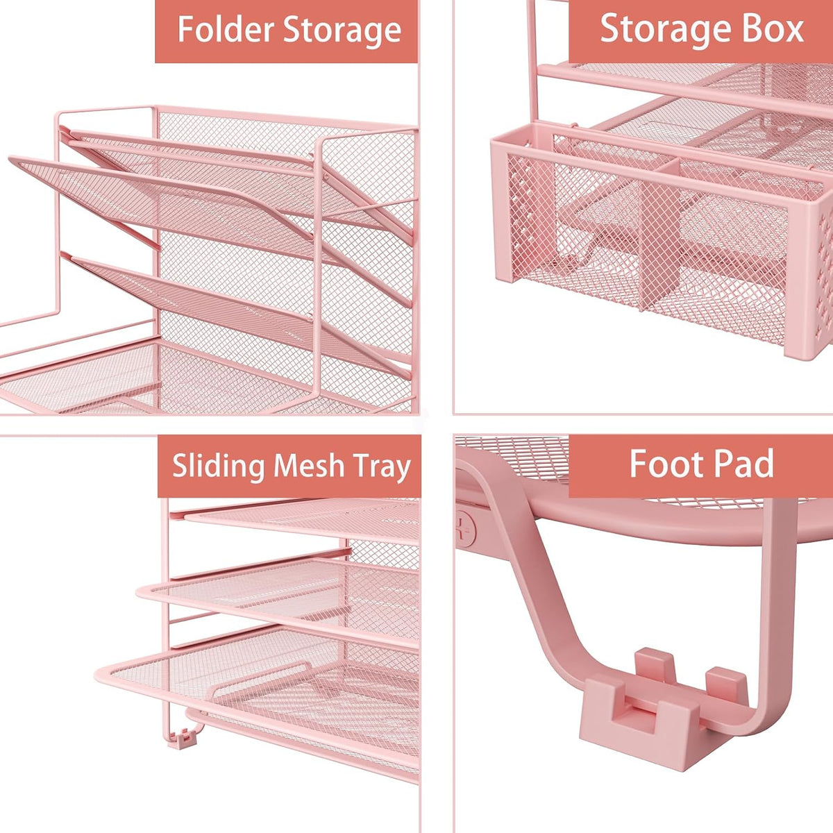 simple trending 7 tier desk file organizer, letter, side view