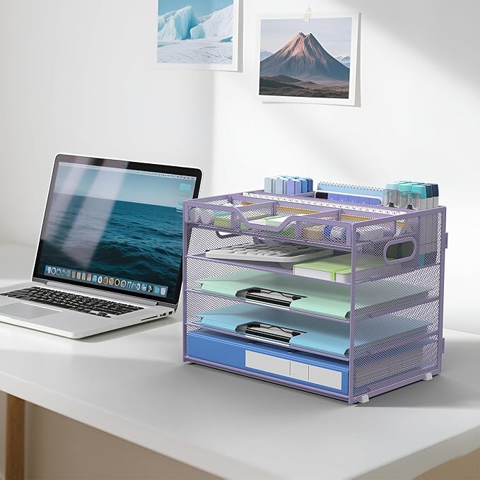 Docnest 5 Tier Mesh Desk Organizer- Letter Tray - Image 6