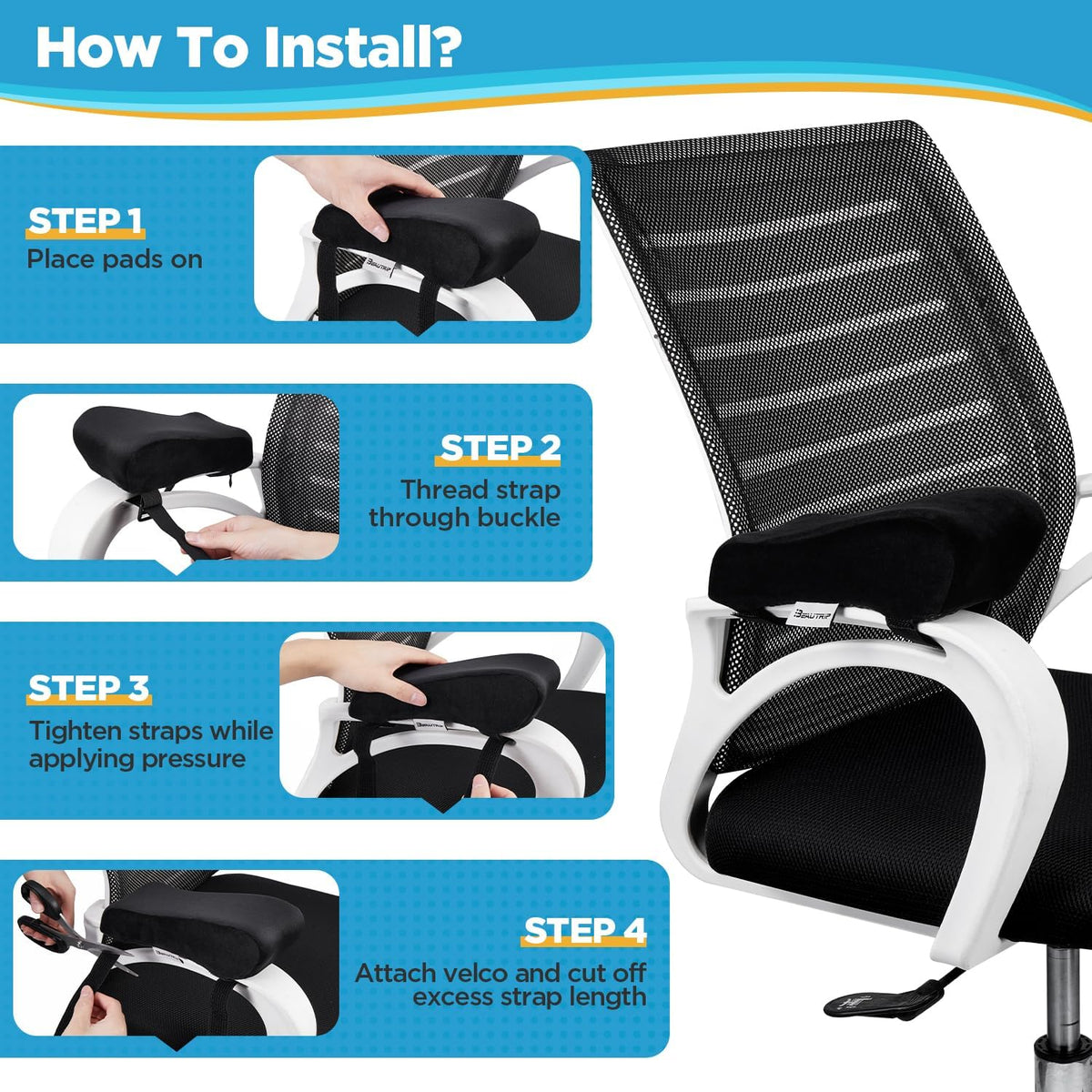 BEAUTRIP Ergonomic Armrest Pads- Office Chair Arm Rest Cover Pillow - Elbow S...