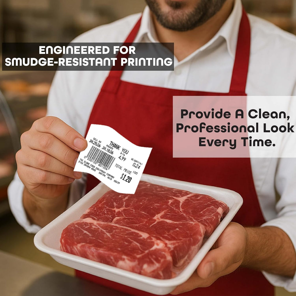 Aquos CAS 8051 Printing Scale Labels – CAS Labels | Barcode Labels | Blank Label Continuous Roll | UPC Label | Commercial Label for CAS Scales | Made in USA (8051, 12 Rolls)