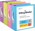 3 Inch Binder 3 Ring Binders, Slant D-Ring 3” Clear View Cover by ENDAY