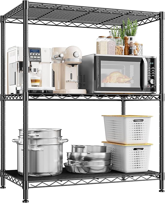 3 Tier Storage Shelves Metal Shelving Unit, Adjustable Wire Rack Pantry Kitchen by Durayloly