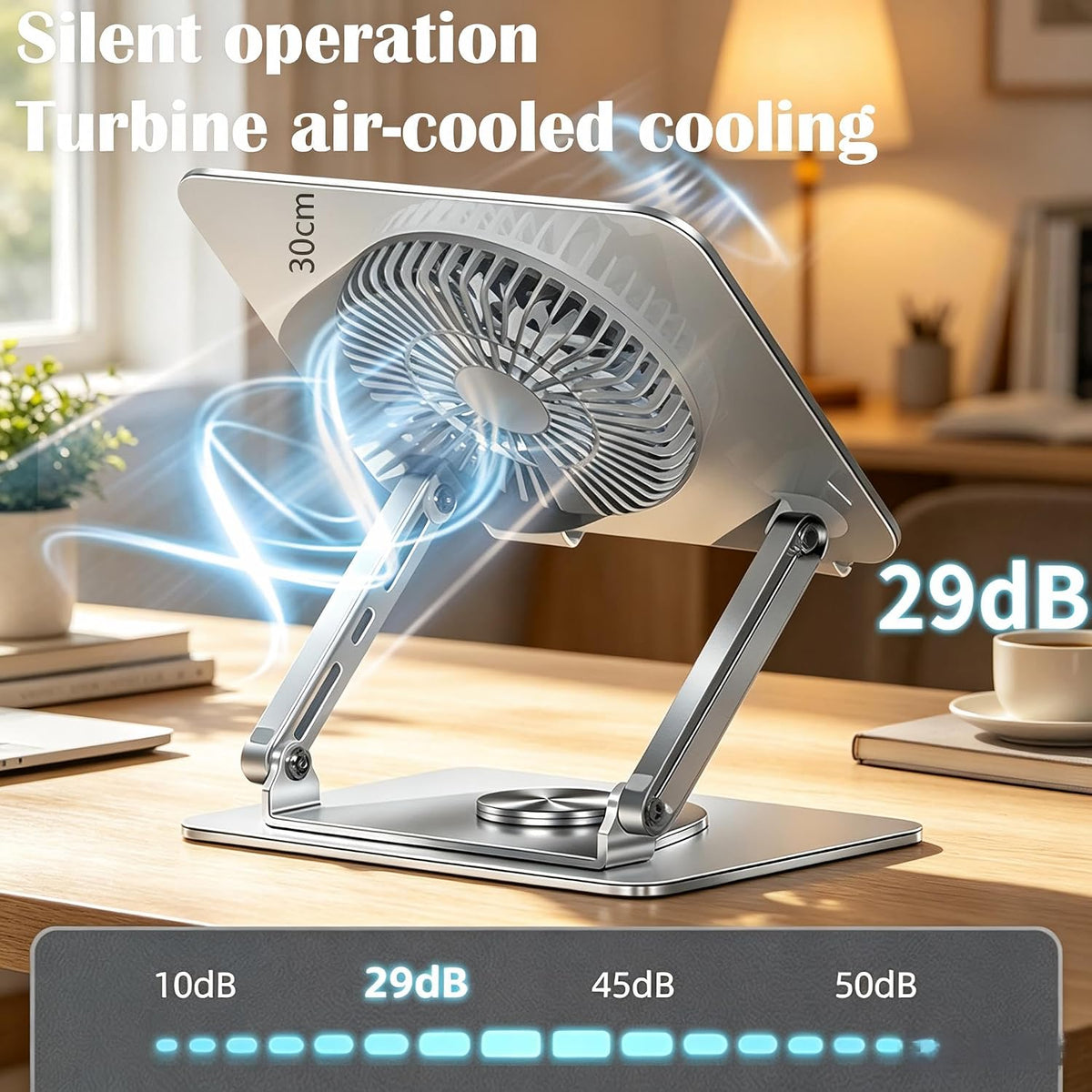 360° Rotating Adjustable Laptop Stand with Cooling Fan, Foldable Dual-Bar Sup...