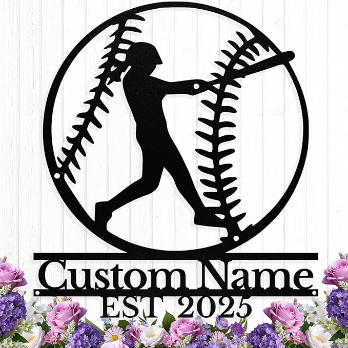 Personalized Softball Metal Sign Custom Name Sign by HengMeiZiK