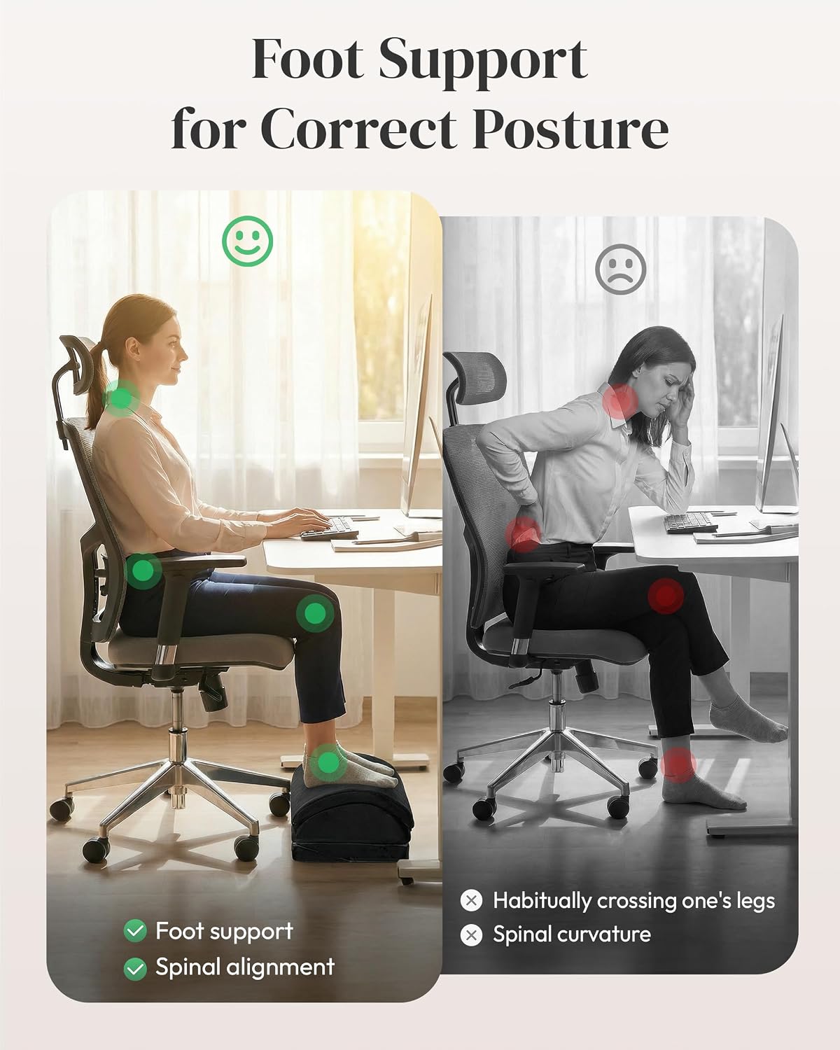 Heycool Heated Foot Rest Under Desk with Vibration Massage, Office Stool