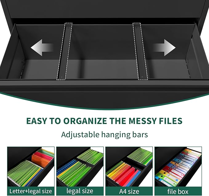 Yukimo 3 Drawer Lateral File Cabinet, File Cabinets - Image 6