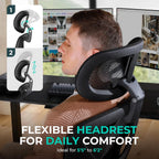 capot ergonomic mesh office chair, adjustable lumbar high showing dimensions