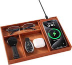 Valet Tray, Built in Wireless Charging Pad, Nightstand Organizer, Two-Toned by wirelessfuturecharger