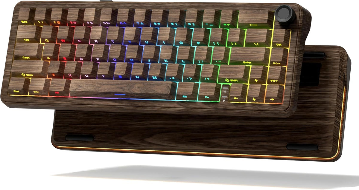 womier L65 60% Brown Mechanical Keyboard with Knob,4000mAh,Tri Mode USB-C/BT5...