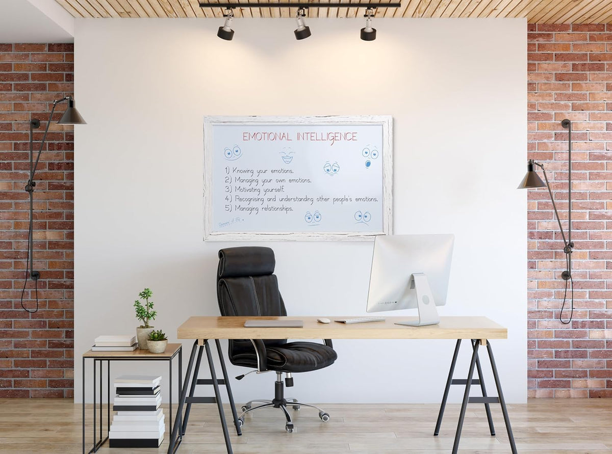 Real Wooden Framed Magnetic Dry Erase Whiteboard, 24" X 36", Vertic...