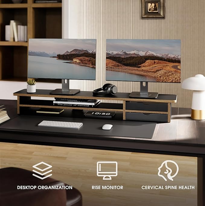 Fenge Monitor Stand, Dual Monitor Riser, 42.5inch Large Desk Computer Monitor - Image 7