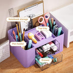 Marbrasse Pen Organizer with 2 Drawer, Desk Organizers and Accessories with 5 - Image 2