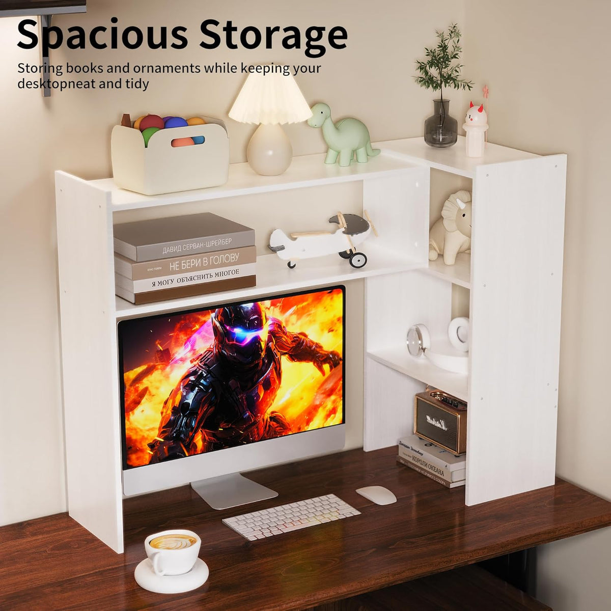 Aetheris Desktop Bookshelf, 43”Adjustable Office Desktop Organizer Shelf, Cou...