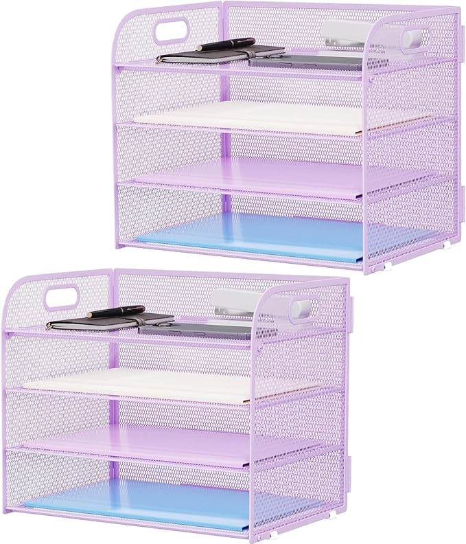 Marbrasse 2 Pack 4 Tier Paper Organizer Letter Tray by Marbrasse