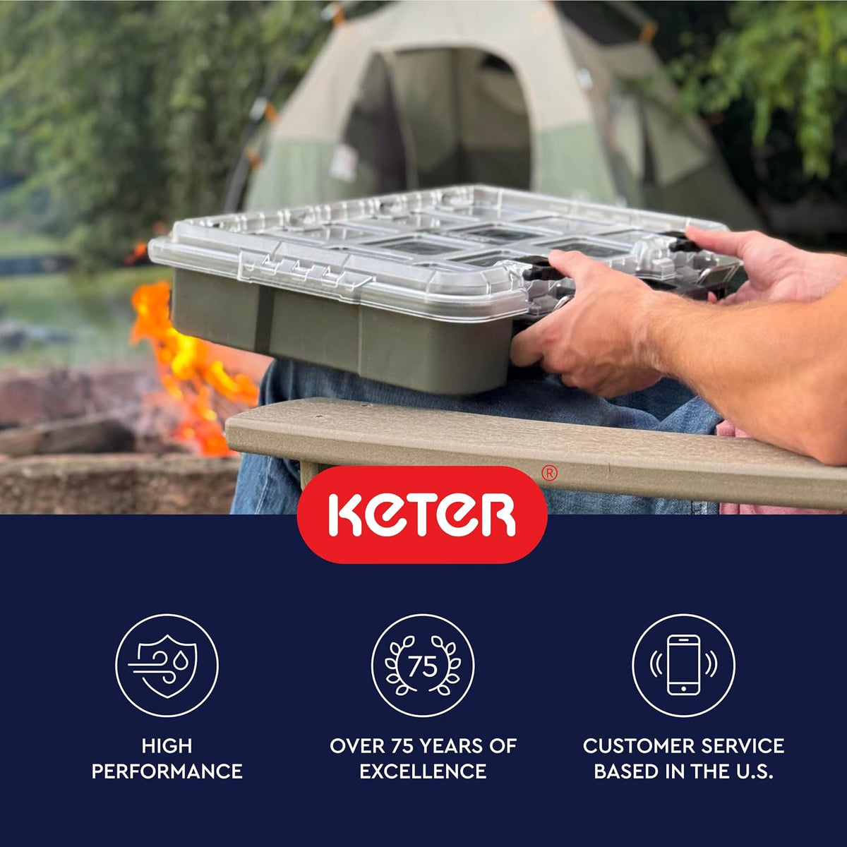 Keter Stack N' Roll Camping Gear Organizer, Portable Storage Organizer