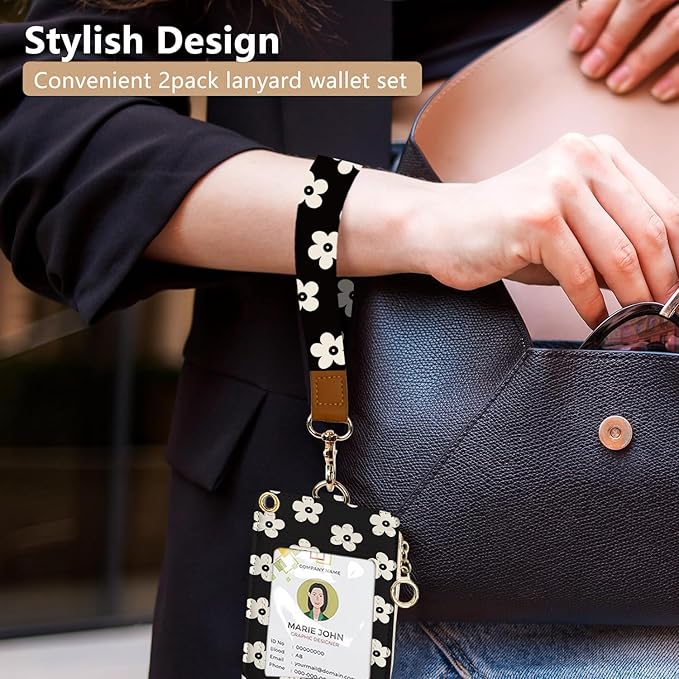 bolimoss Cute Floral Lanyard Wallet and ID Badge Holder - Image 4