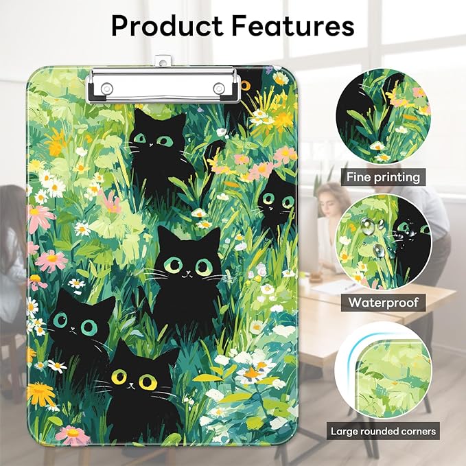 Luminzo Plastic Cute Clipboard Low-Profile Metal Clip, A4 Letter Size 9 x 12.5 - Image 6