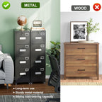 aobabo 4 drawer metal file cabinet with lock on a desk or shelf
