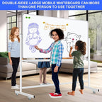 Mobile Magnet Whiteboard with Stand 60x36 Double-Sided Dry Erase Board with - Image 4
