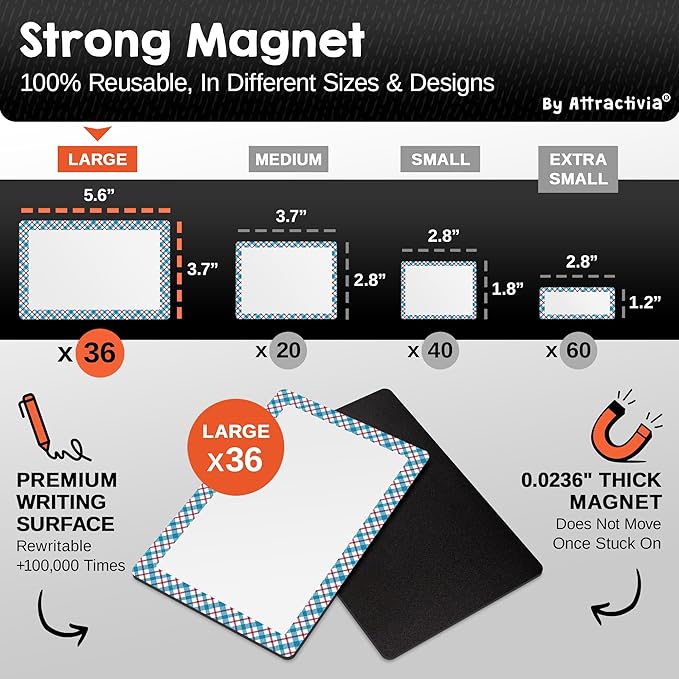 Attractivia Dry Erase Magnetic Labels 5.6 x 3.7 in, Pattern Borders, Large Dry - Image 3
