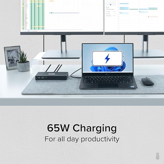 Plugable USB-C Docking Station Dual 4K 60Hz HDMI, 65W Charging, Gigabit Ethernet - Image 6