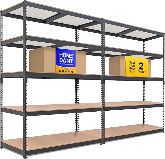 HOMEDANT 5 Tier Storage Shelves Adjustable Laminated Boltless Garage Metal by TheBestOrganizingSolution