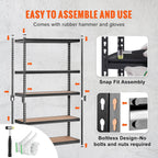 vevor storage shelves 5-tier adjustable 2000 lbs 48"x24"x72", close-up detail