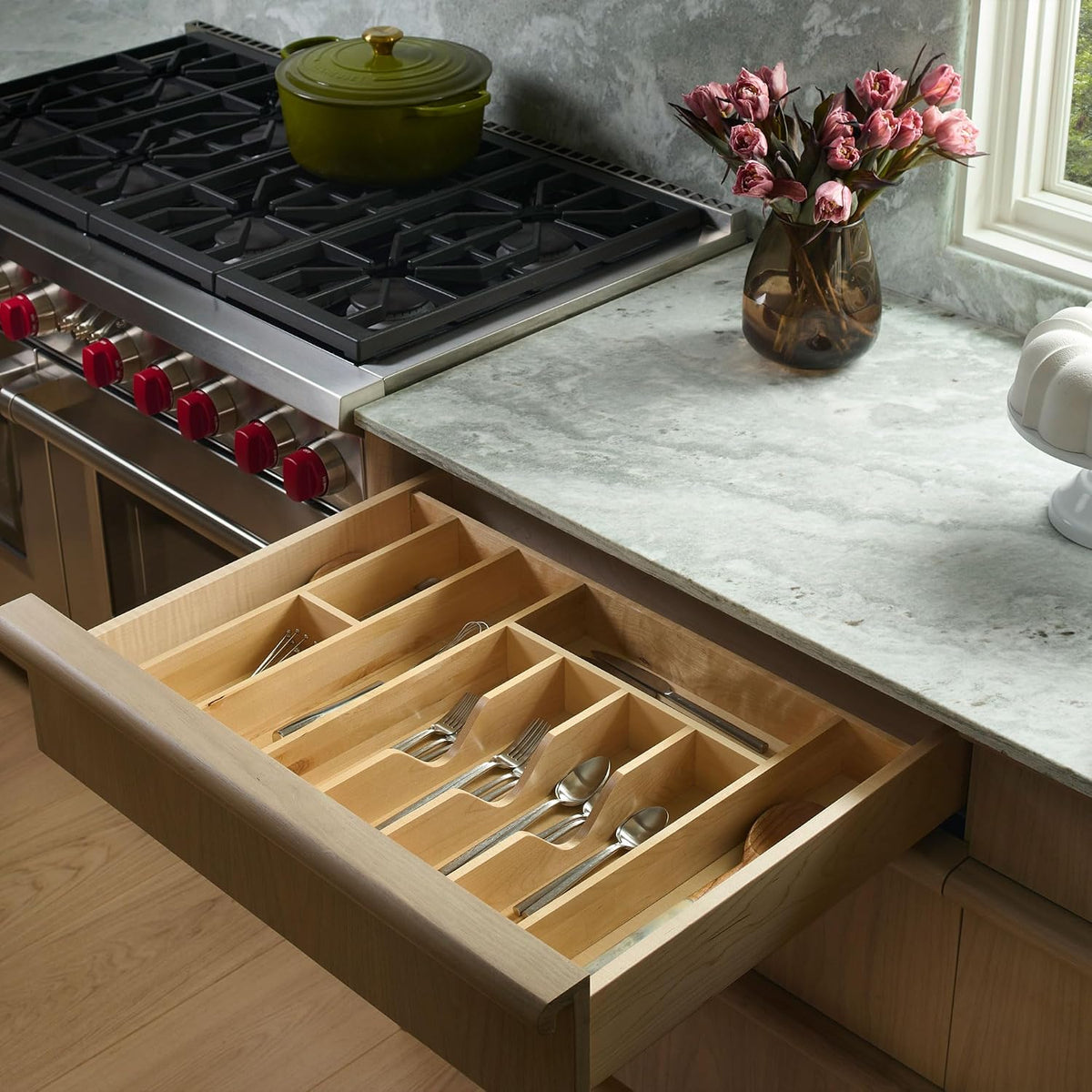Rev-A-Shelf Trimmable Wooden Silverware Drawer Divider and Organizer