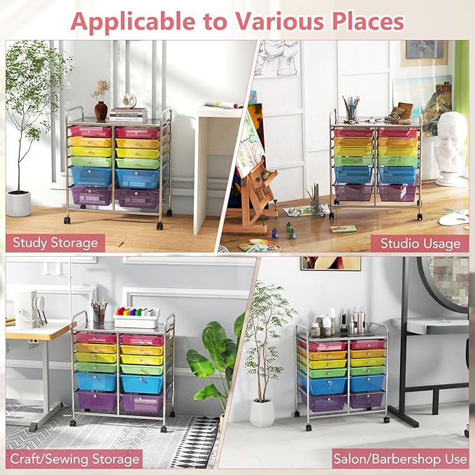 Happygrill 12-Drawer Rolling Storage Cart, Utility Cart - Image 7