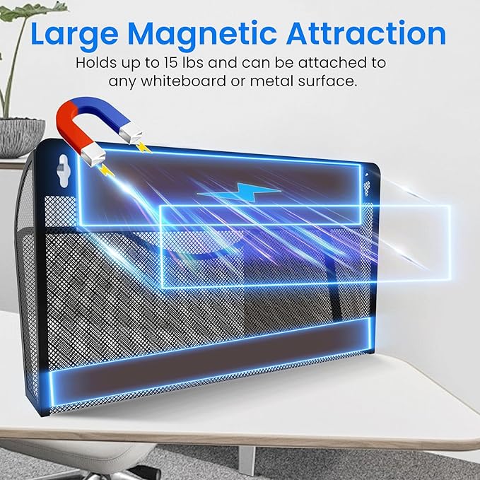 KZWKRG Magnetic File Holder 3PCS Wall File Folder Organizer, No Drilling - Image 3