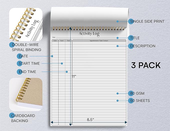 Better Office Products Activity Log Notepad, 8.5" x 11", Planning Note Pad - Image 2