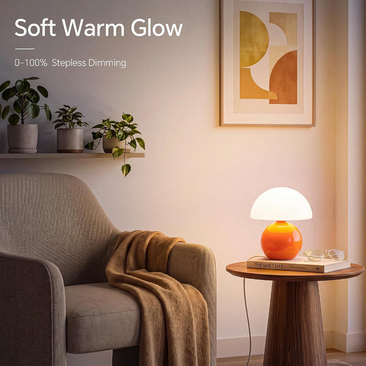 dawnwake mushroom lamp table lamp for bedroom-small desk, side view
