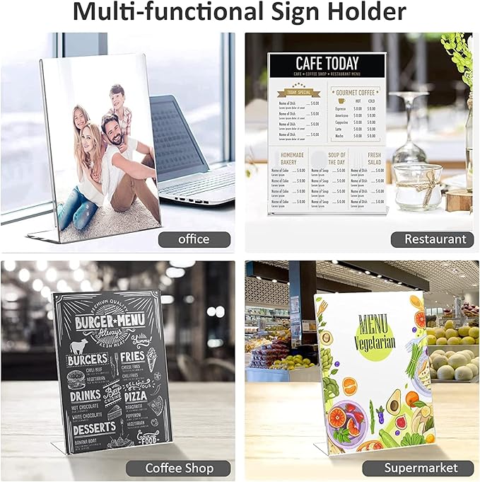 Ludery 8.5x11 Inches Acrylic Sign Slant Back Holder, Plastic Display Stand - Image 5