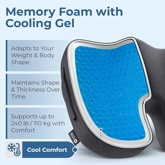 5 STARS UNITED Seat Cushion for Tailbone Pain Relief – Memory Foam Cushion for - Image 5